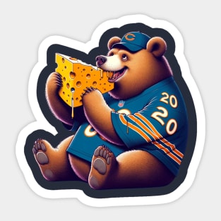 Chicago Bear Eating a Block of Cheese | Chicago Bears vs. Greenbay Packers Cheesehead Sticker